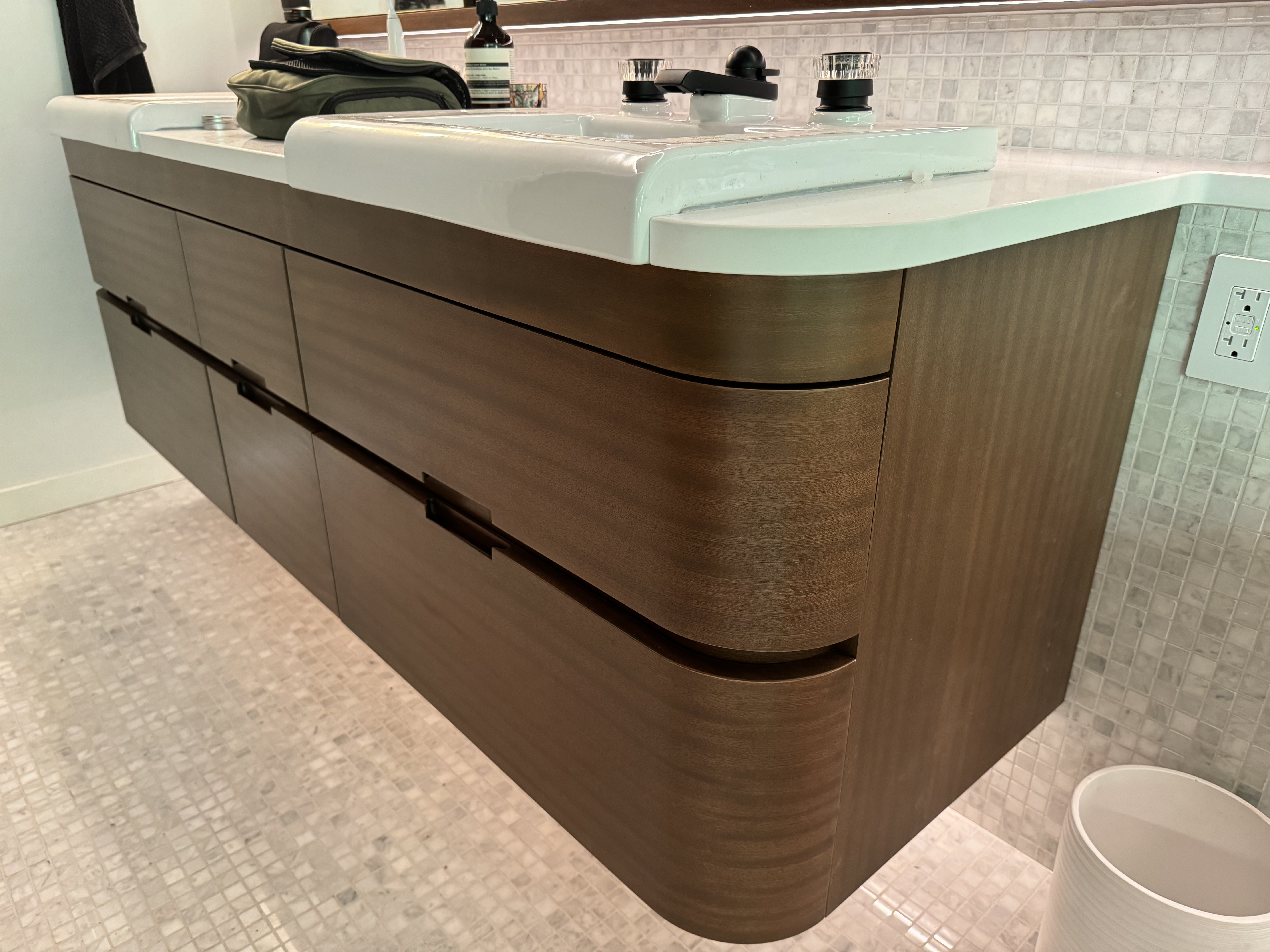 Custom veneer application showing natural wood grain finish